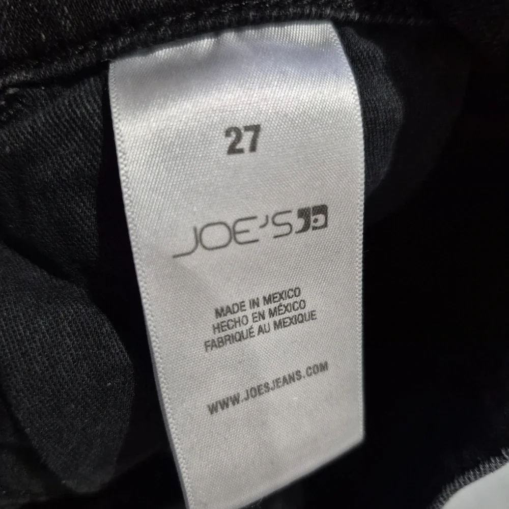 Joe's Jeans Womens 27 Washed Black High Rise Wide Leg Cropped Distressed Raw Hem